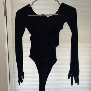 EGO Black Cut Out Bodysuit with Gloves